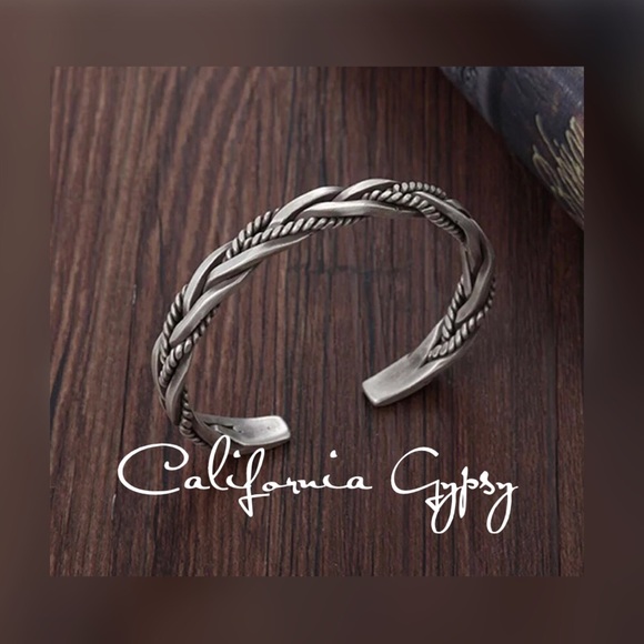 S925 Braided Sterling Silver Mens Bracelet - Picture 2 of 11